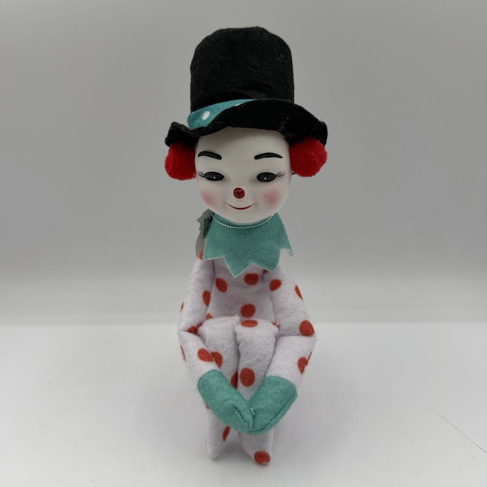 Mr. Christmas Snowman Knee Hugger Vintage Style 15" Red White Polka Dot Teal